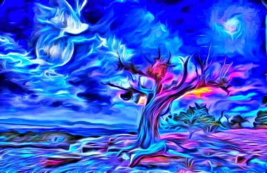 Painterly Desert Tree background clipart