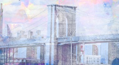 NY Brooklyn Köprüsü tablomsu sanat uzayda