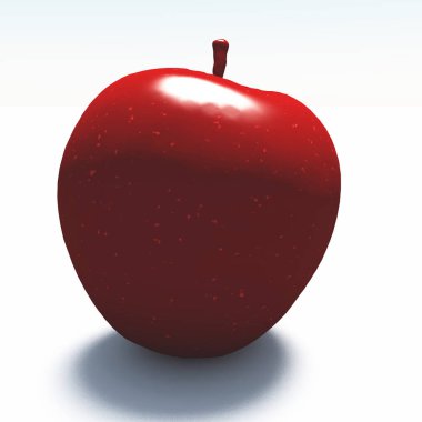 3D render. Elma kırmızı mermerden yapılmış.