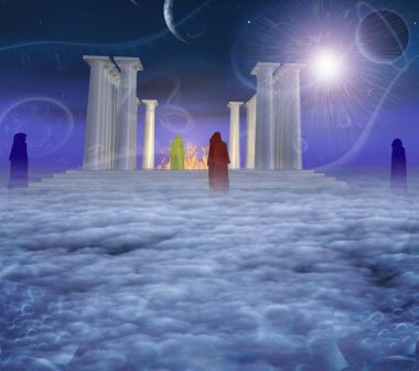 Mystic tapınak rahipleri ve ateş