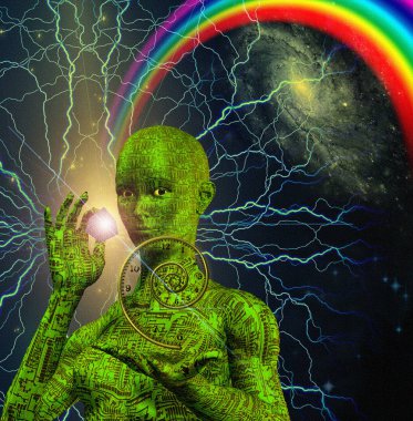 Sci fi sahne ile android