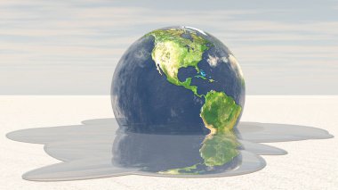 Earth melting into water clipart
