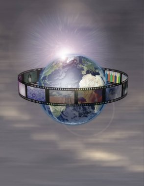 Film çevrili toprak, renkli 3d resimde