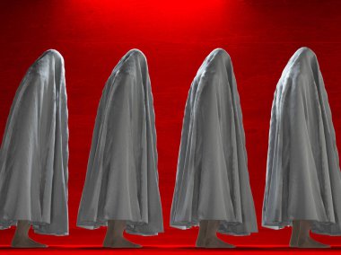 White clothed figures in red light clipart