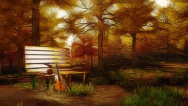 Keman çalan sonbahar ormanı