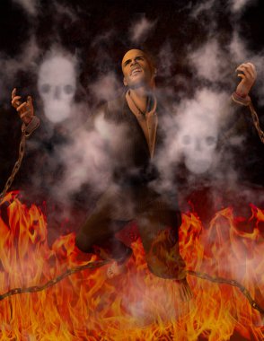Man Chained in Hell clipart