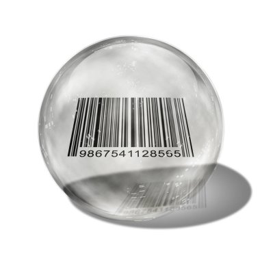 Barcode enclosed in glass sphere clipart