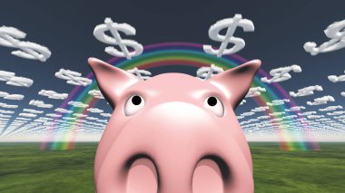  mutlu domuz ve dolar sembol bulutlar