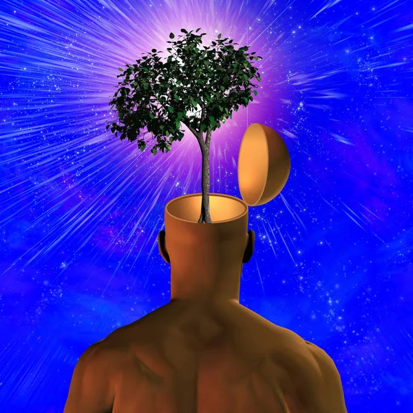 Drzewo Ludzkiej Głowie Kolorowych Ilustracji — Zdjęcie stockowe