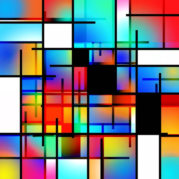 Barevné Geometrické Pozadí Mondrian Inspiroval — Stock fotografie