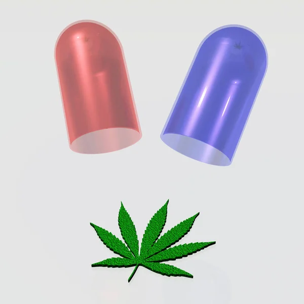 Liść Marihuany Kapsułki — Zdjęcie stockowe
