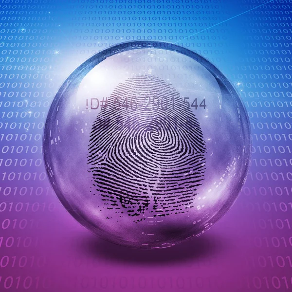 Fingerprint Contained Glass Sphere Number — Stock Photo, Image