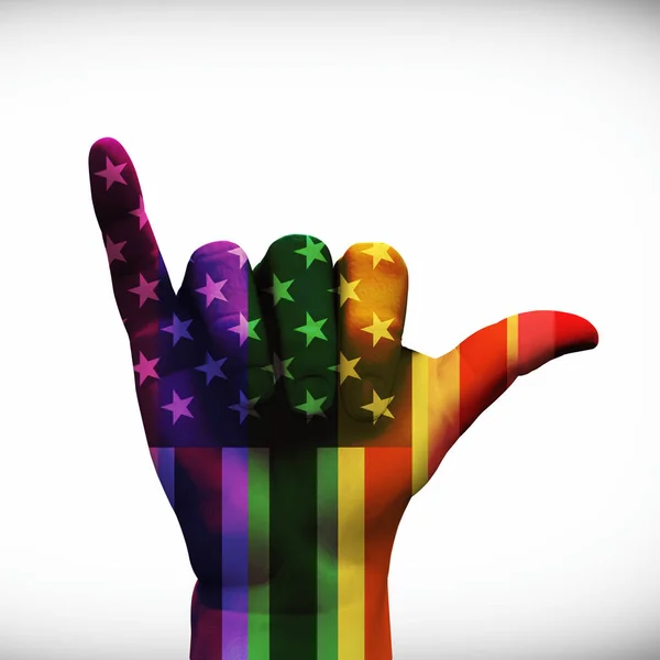 Usa Hang Loose Rainbow Hand — Stock Photo, Image