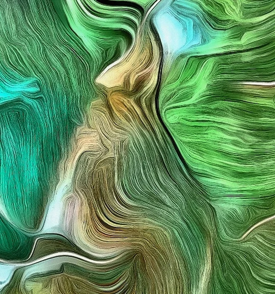 色の動きの流体ライン 緑色が主な色です 3Dレンダリング — ストック写真