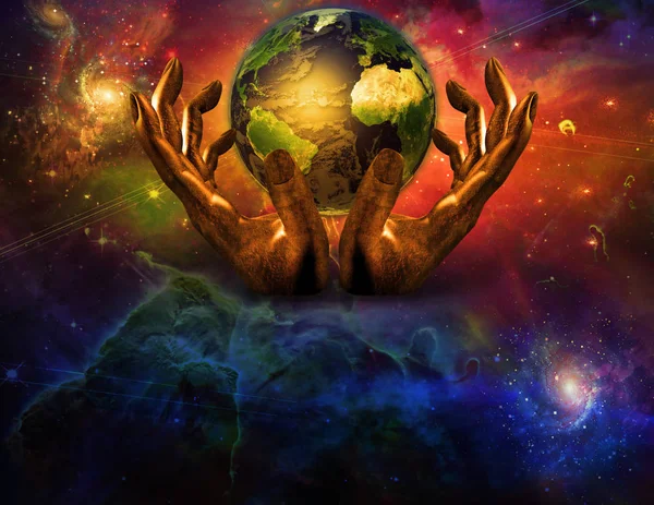 Erde Gottes Händen — Stockfoto
