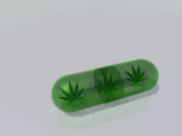 Marihuanablad Capsule — Stockfoto