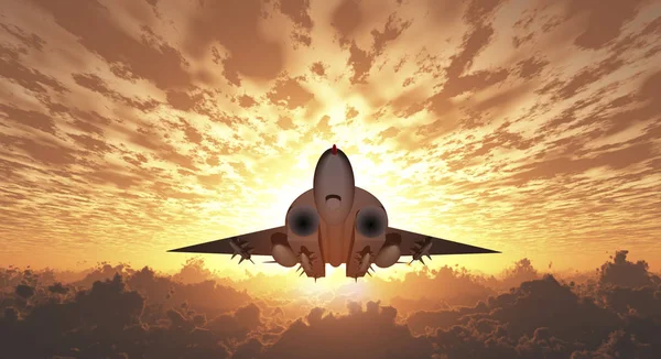 Military Jet Flight Sunrise Sunset — Stock Photo, Image