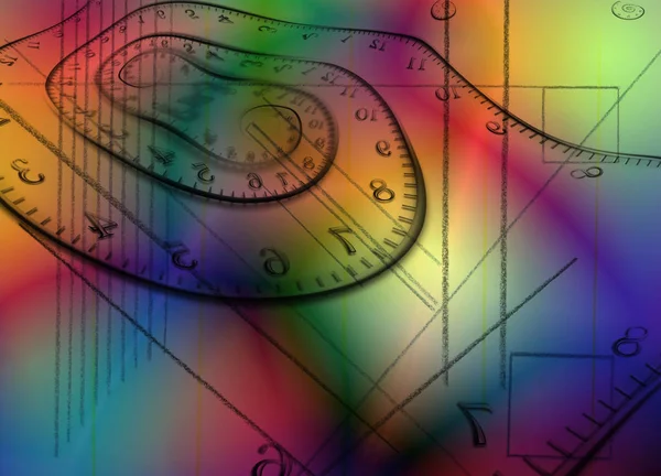 カラフルな抽象化です 時間の螺線形と幾何学的な数字 レンダリング — ストック写真