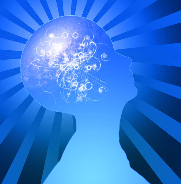 Human Head Radiates. Colorful modern illustration for background