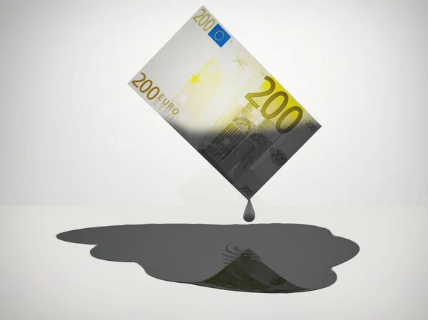 Olaj Csöpög 200 Euro Megjegyzés — Stock Fotó