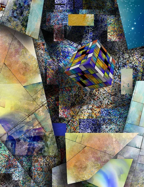 抽象几何成分 五颜六色的立方体 — 图库照片
