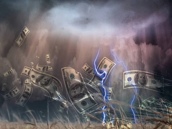 猛烈的风暴和我们货币 — 图库照片