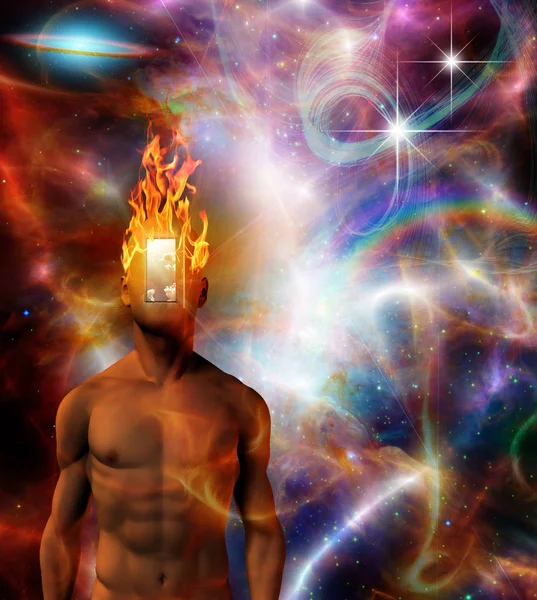 Burning Mind Cosmic Space — Stock Photo, Image