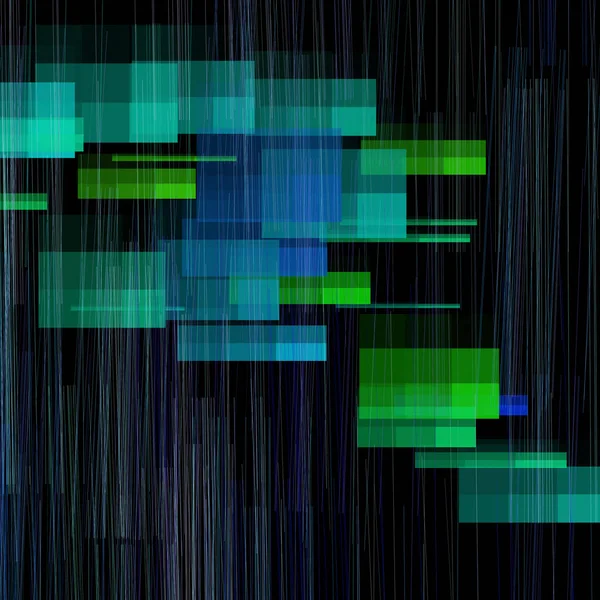Abstracte Compositie Groene Blauwe Blokken Lijnen Achtergrond Rendering — Stockfoto