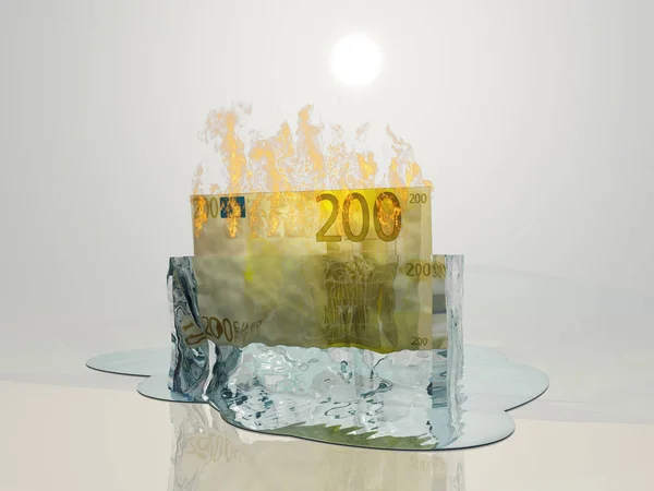 Banknote Ice Fire — Stock Photo, Image