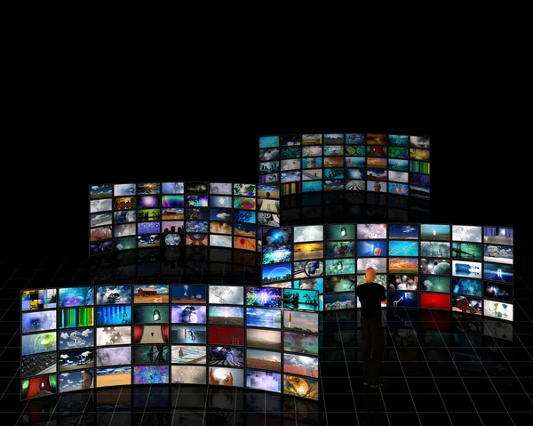 Tele Screens Viewer Rendering — Stock Photo, Image