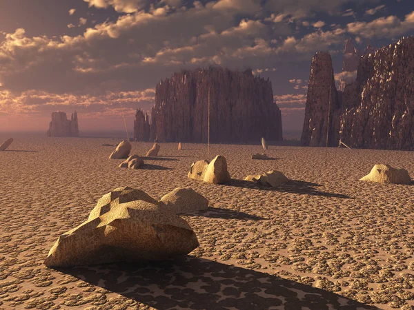 Rendered Stone Desert — Stock Photo, Image