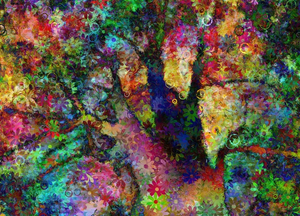 花のパターンをカラフルな抽象的なツリー レンダリング — ストック写真