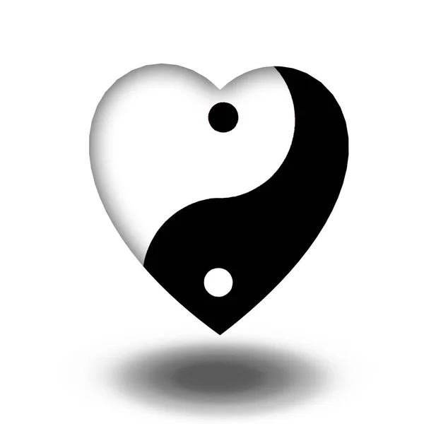 Corazón Yin Yang Ilustración Moderna Para Fondo — Foto de Stock