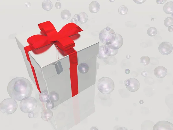 Silver Gift Box Bubbles — Stock Photo, Image