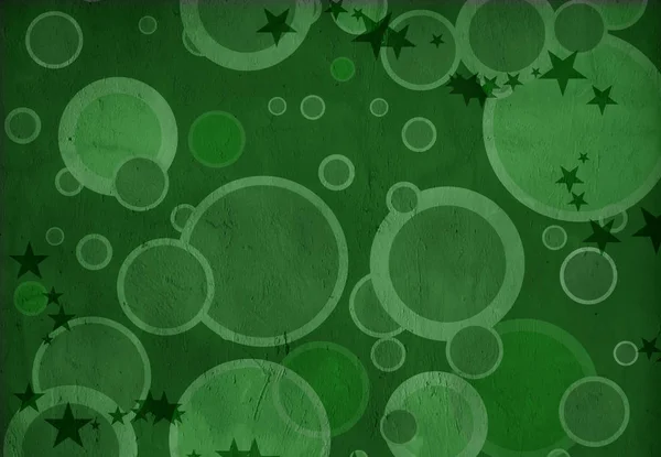Grunge Background Circles Stars Green Colors — Stock Photo, Image