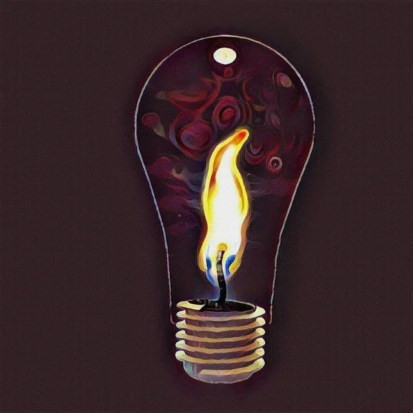 Surrealism Light Bulb Candle Light — Stock Photo, Image
