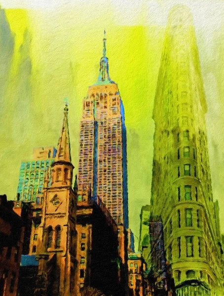 Marble Collegiate Church Empire State Building Manhattan Inglês Pintura Óleo — Fotografia de Stock