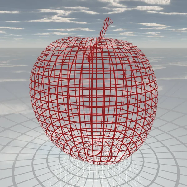 レンダリングされたアップル 曇り空 — ストック写真