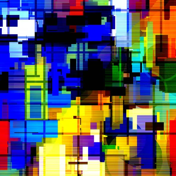 Colorful Abstract Pattern Mondrian Style Rendering — Stock Photo, Image