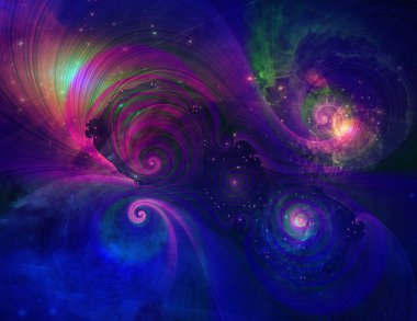 Derin uzay boyama. Renkli modern resimde arka planı için