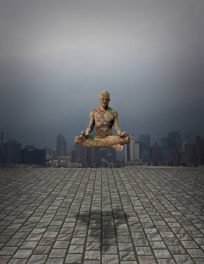 Meditasyon. Lotus poz Android adam