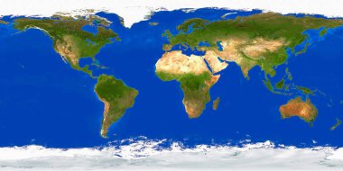 Dünya harita hava görünümünü günü. 3D render