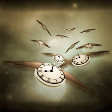 Surreal painting. Flow of time. clipart