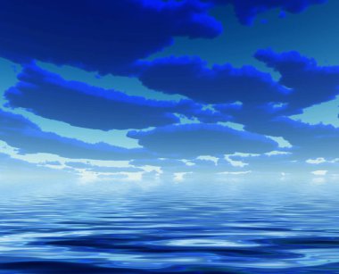 Derin mavi bulutlar ve su