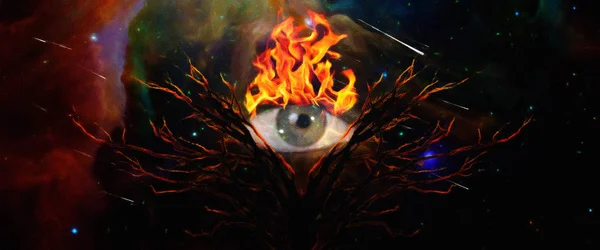 Mystic Tree Life Burning Eye God — Stock Photo, Image