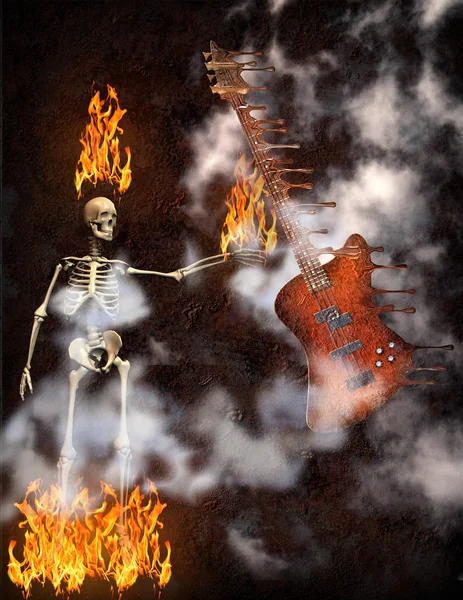 ギター火災 背景にカラフルなモダンなイラスト — ストック写真