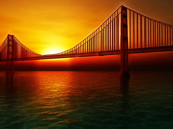 Golden Gate Bridge Malířské Ilustrace — Stock fotografie