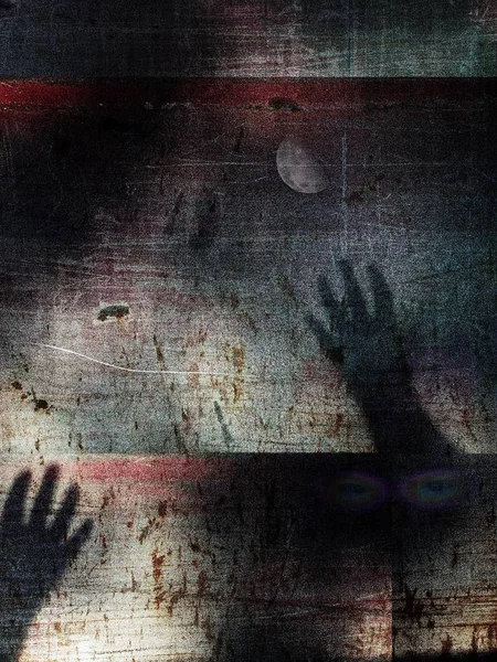 Gruselige Szene Schatten Der Hände Und Böse Augen — Stockfoto