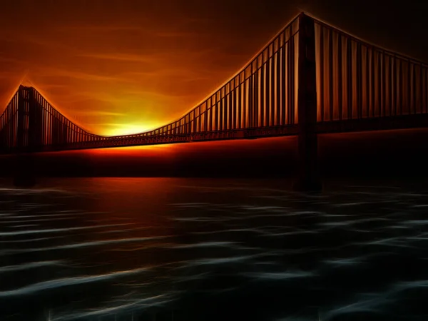 Golden Gate Bridge Ilustración Pictórica — Foto de Stock