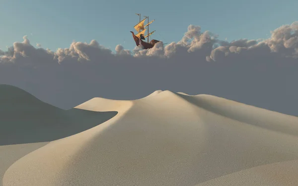 Schip Wolken Boven Woestijn — Stockfoto